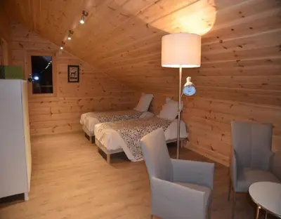 Un ou plusieurs lits dans un hébergement de l'établissement Chalet Bien Etre - 150m² - Avec Sauna & Balnéo - Les 4 saisons - Lac de Chalain