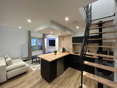 Télévision ou salle de divertissement dans l'établissement Le Darcy, grand appartement centre ville Dijon, proche gare