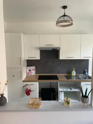 Cuisine ou kitchenette dans l'établissement cosy et calme au cœur de la ville
