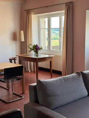 Coin salon dans l'établissement GITE A LA FERME