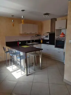 Cuisine ou kitchenette dans l'établissement Maison spacieuse avec billard balnéo piano