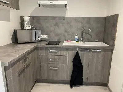 Cuisine ou kitchenette dans l'établissement Petite maison de campagne