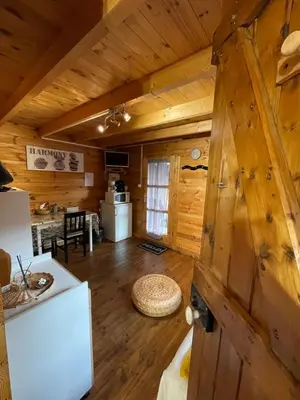 Cuisine ou kitchenette dans l'établissement LES CHALETS DE VANESS' l'Eden