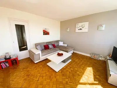 Coin salon dans l'établissement Charmant appartement avec superbe vue Mâcon centre