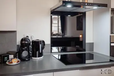 Cuisine ou kitchenette dans l'établissement Au roi lion, place Saint Michel