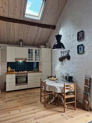 Cuisine ou kitchenette dans l'établissement Gîte La Sarrée