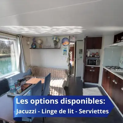 Cuisine ou kitchenette dans l'établissement Cottage flottant Premium terrasse Jacuzzi privé en supplément près de Dijon