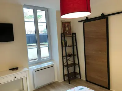 Télévision ou salle de divertissement dans l'établissement Charmant appartement centre ville avec cour