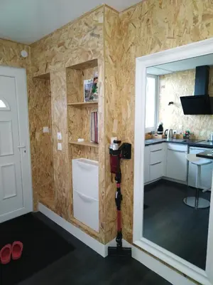 Cuisine ou kitchenette dans l'établissement Studio, La terrasse d'Isa
