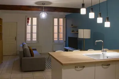 Cuisine ou kitchenette dans l'établissement App cosi Ile Saint Laurent Chalon Sur Saone