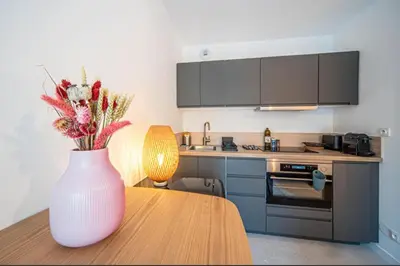 Cuisine ou kitchenette dans l'établissement Le Studio Leclerc