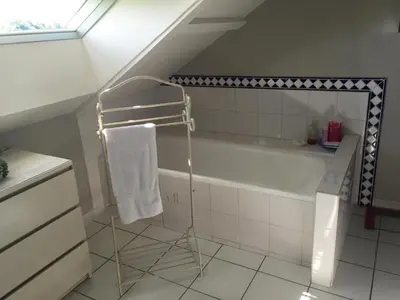 Salle de bains dans l'établissement Chambres d'Hôtes La mésange à tête Bleue