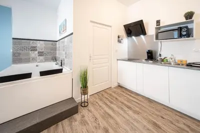 Cuisine ou kitchenette dans l'établissement Le Nid d'Amour Éternel