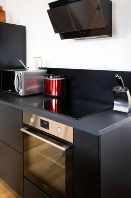 Cuisine ou kitchenette dans l'établissement Les Jardins de La Cité 60m2 et parking gratuit
