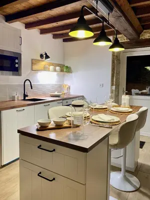 Cuisine ou kitchenette dans l'établissement Aux petites portes du Morvan