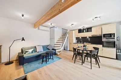 Cuisine ou kitchenette dans l'établissement LE DUPLEX