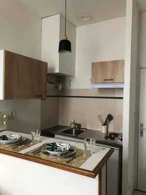 Cuisine ou kitchenette dans l'établissement Studio lumineux centre-ville