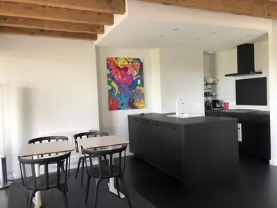Cuisine ou kitchenette dans l'établissement appartement contemporain dans une authentique demeure viticole