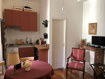 Cuisine ou kitchenette dans l'établissement Petit appartement douillet, centre historique de Dijon