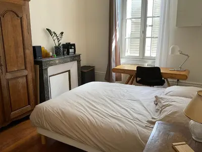 Un ou plusieurs lits dans un hébergement de l'établissement Petit appartement douillet, centre historique de Dijon