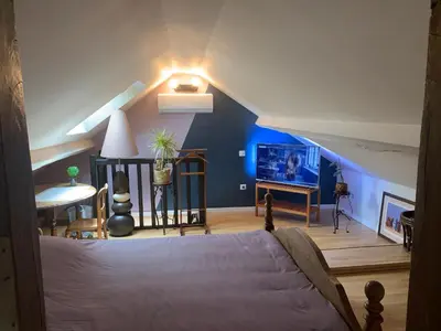 Un ou plusieurs lits dans un hébergement de l'établissement Studio à 15mn de Beaune