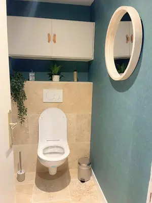 Salle de bains dans l'établissement Le lynx boréal, centre historique avec jardin