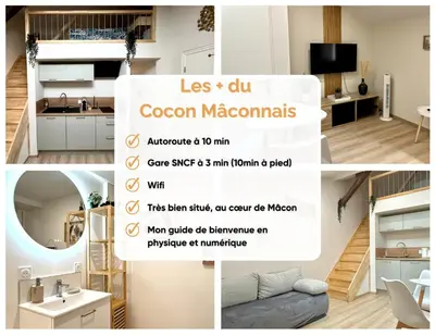 Un ou plusieurs lits dans un hébergement de l'établissement Le cocon mâconnais pour deux