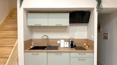 Cuisine ou kitchenette dans l'établissement Le cocon mâconnais pour deux
