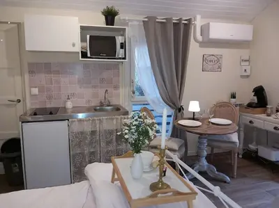 Cuisine ou kitchenette dans l'établissement Le studio Une bulle de douceur