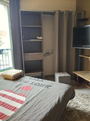 Télévision ou salle de divertissement dans l'établissement Nuits Dijon Chambre