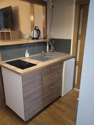 Cuisine ou kitchenette dans l'établissement Au petit nid d'Apollon