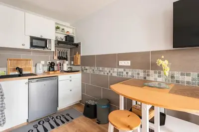 Cuisine ou kitchenette dans l'établissement Studio Clos-Edeen