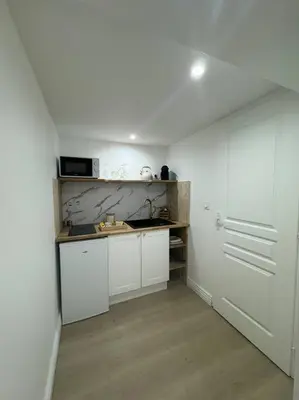 Cuisine ou kitchenette dans l'établissement Bel appartement rez-de-chaussée