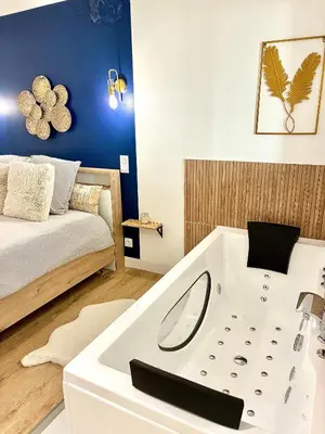 Un ou plusieurs lits dans un hébergement de l'établissement Dijon hyper centre Balnéo Casa Dauphine