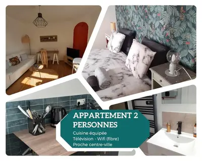 Un ou plusieurs lits dans un hébergement de l'établissement Appartement 2 personnes - fibre