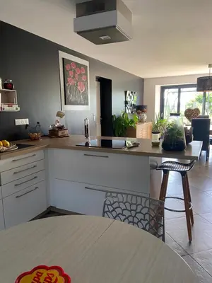 Cuisine ou kitchenette dans l'établissement Ferme