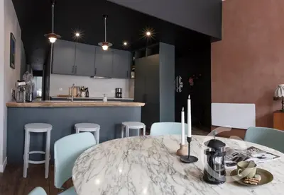 Cuisine ou kitchenette dans l'établissement La troussotte, superbe appartement de 110m2 avec terrasse et jardin