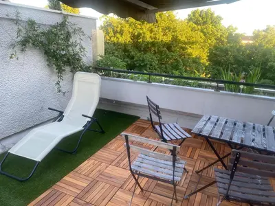 Balcon ou terrasse dans l'établissement Appartement 4p avec garage privé