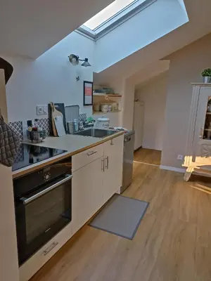 Cuisine ou kitchenette dans l'établissement Gîte Le Nid aux Papillons