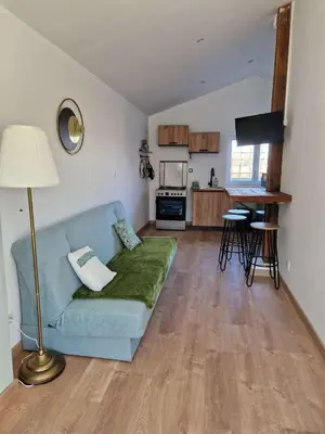 Cuisine ou kitchenette dans l'établissement Maisonnette indépendante