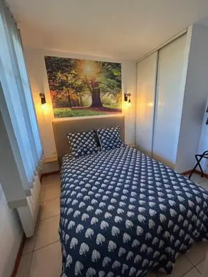 Un ou plusieurs lits dans un hébergement de l'établissement Chtibourguignon, Appartement dans très agréable résidence avec piscine chauffée et sauna