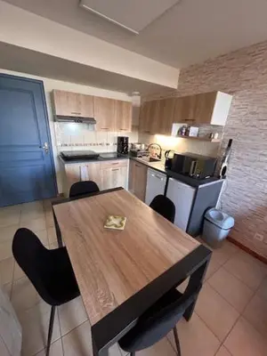 Cuisine ou kitchenette dans l'établissement Chtibourguignon, Appartement dans très agréable résidence avec piscine chauffée et sauna