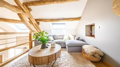 Coin salon dans l'établissement L'Écrin d'Ernest - Maison avec Charme- Extérieur