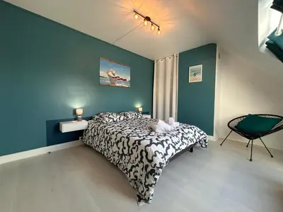 Un ou plusieurs lits dans un hébergement de l'établissement Maison de vacances avec terrasse - 6 personnes