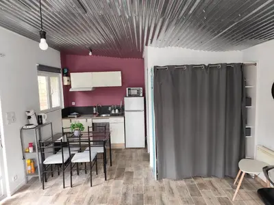 Cuisine ou kitchenette dans l'établissement Studio avec terrasse