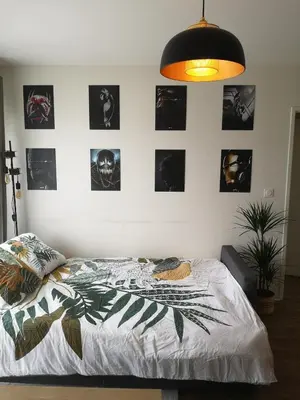 Un ou plusieurs lits dans un hébergement de l'établissement Superbe nid douillet 42m avec balcon et parking