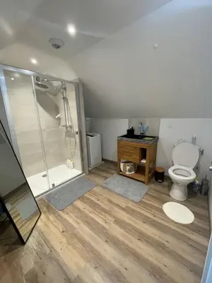 Salle de bains dans l'établissement Le repaire des trois singes