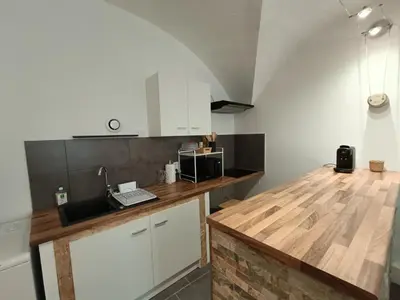 Cuisine ou kitchenette dans l'établissement JUR'Atypique