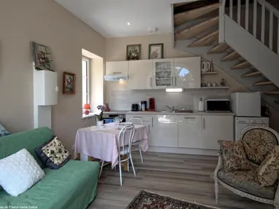 Cuisine ou kitchenette dans l'établissement Charmant gîte rénové avec terrasse et parking privé dans un parc, accepte petit animal - FR-1-583-433