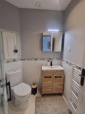 Salle de bains dans l'établissement Charmant T2 Genlis centre